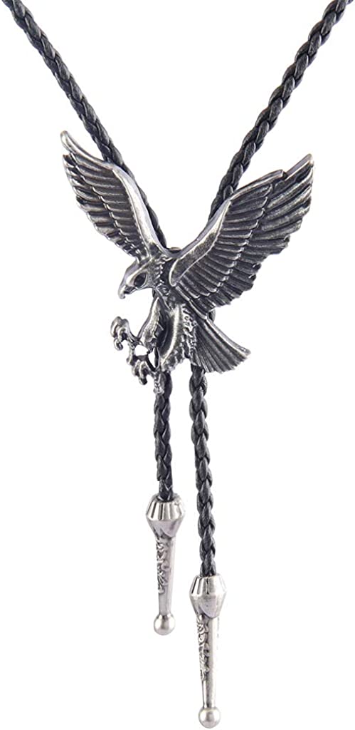 GelConnie Native American Bolo Tie – Stylish Western Necktie for Men & Women, American Eagle Bolo Tie silver, One Size