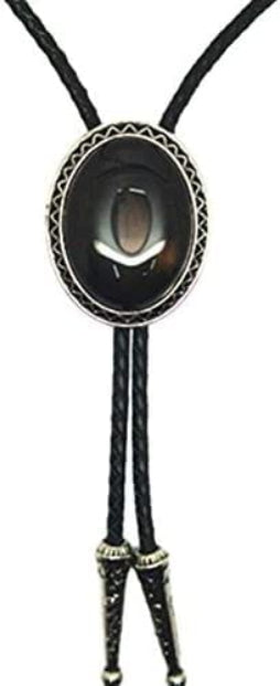 KeCol Fashion Western Native American Handmade Bola tie Vintage Emerald Stone Bolo Tie, Black, One Size