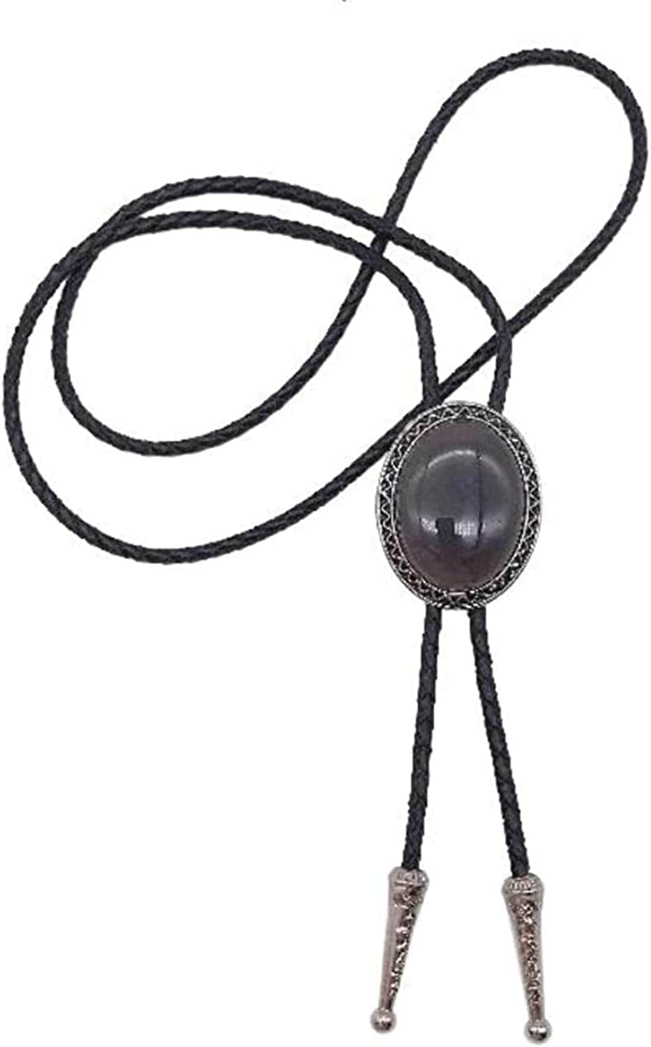 KeCol Fashion Western Native American Handmade Bola tie Vintage Emerald Stone Bolo Tie, Black, One Size