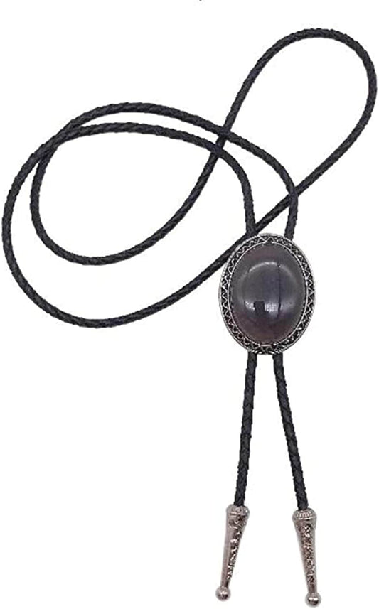 KeCol Fashion Western Native American Handmade Bola tie Vintage Emerald Stone Bolo Tie, Black, One Size