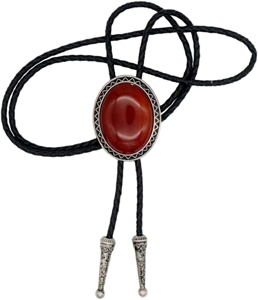 KeCol Fashion Western Native American Handmade Bola tie Vintage Emerald Stone Bolo Tie, Black, One Size