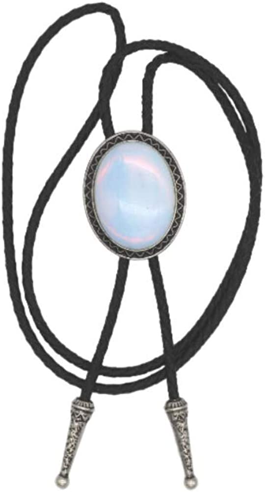 KeCol Fashion Western Native American Handmade Bola tie Vintage Emerald Stone Bolo Tie, Black, One Size
