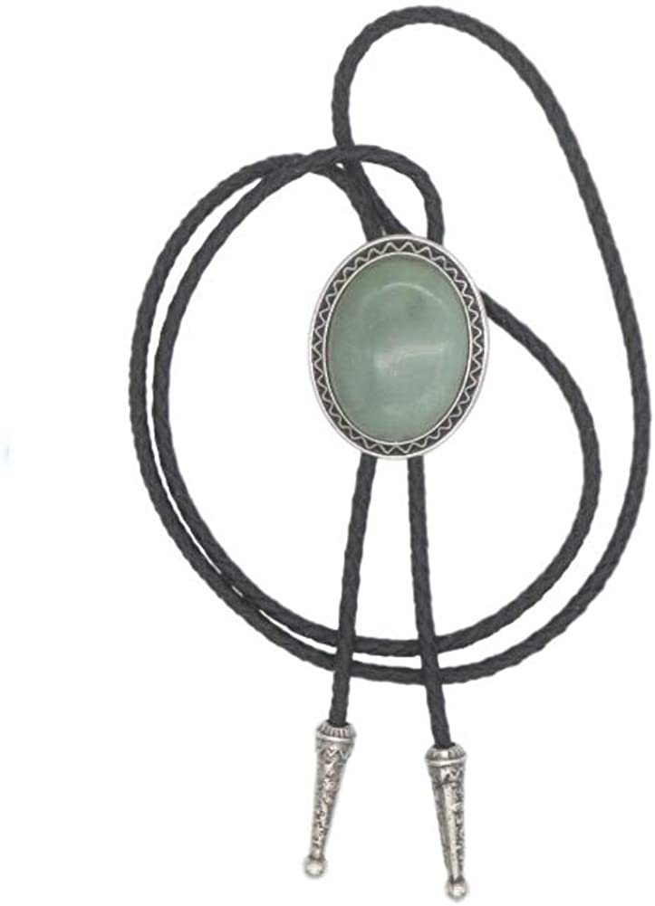 KeCol Fashion Western Native American Handmade Bola tie Vintage Emerald Stone Bolo Tie, Black, One Size