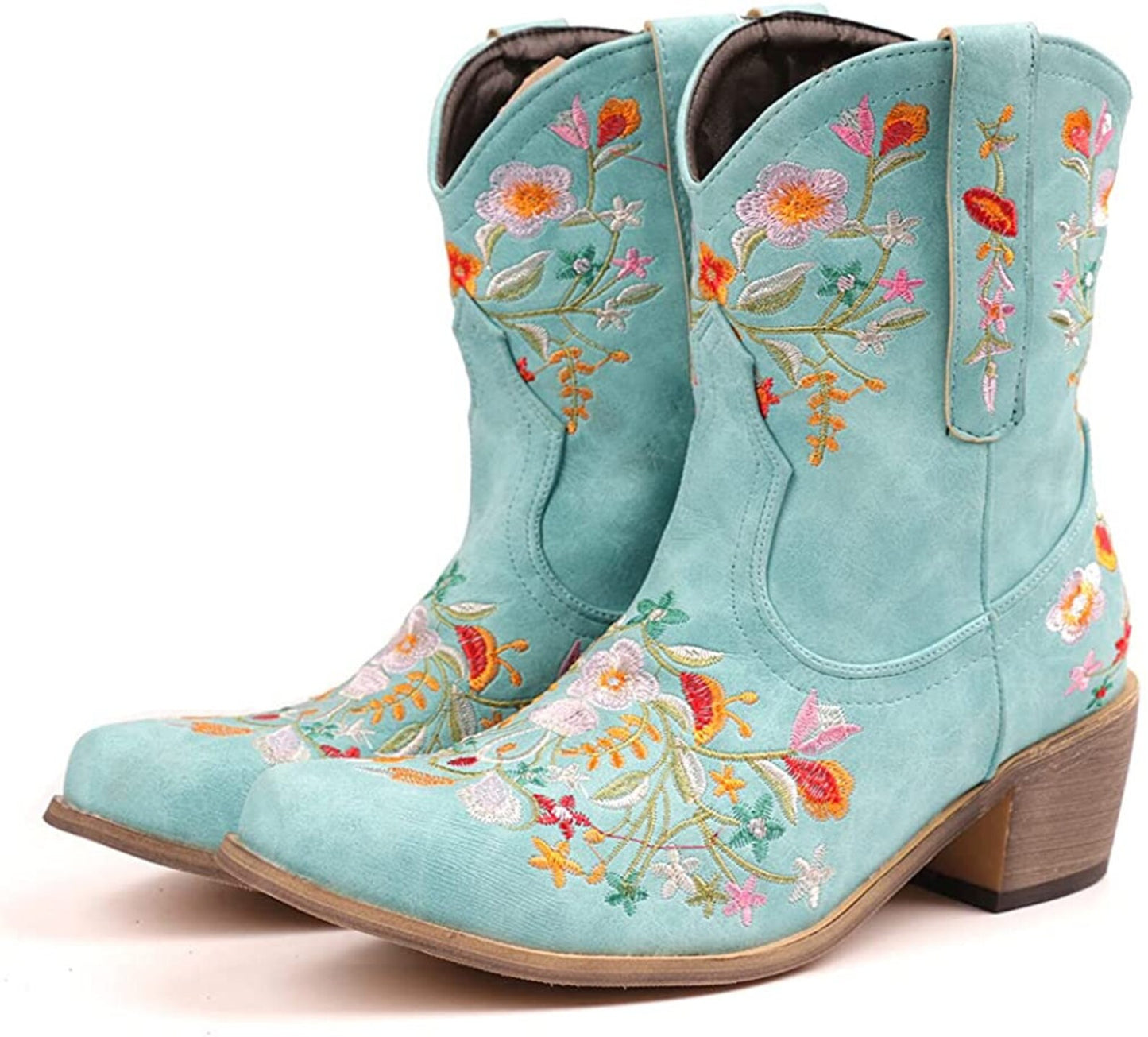 Botines de vaquera hechos a mano con bordado de flores occidentales