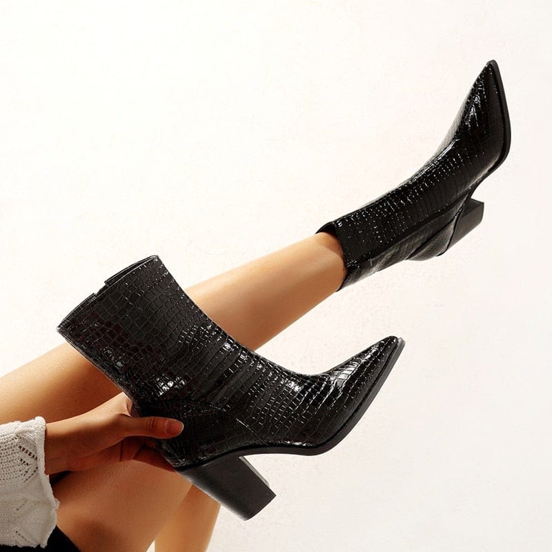 High Heels Boots  Leather, Black, 9