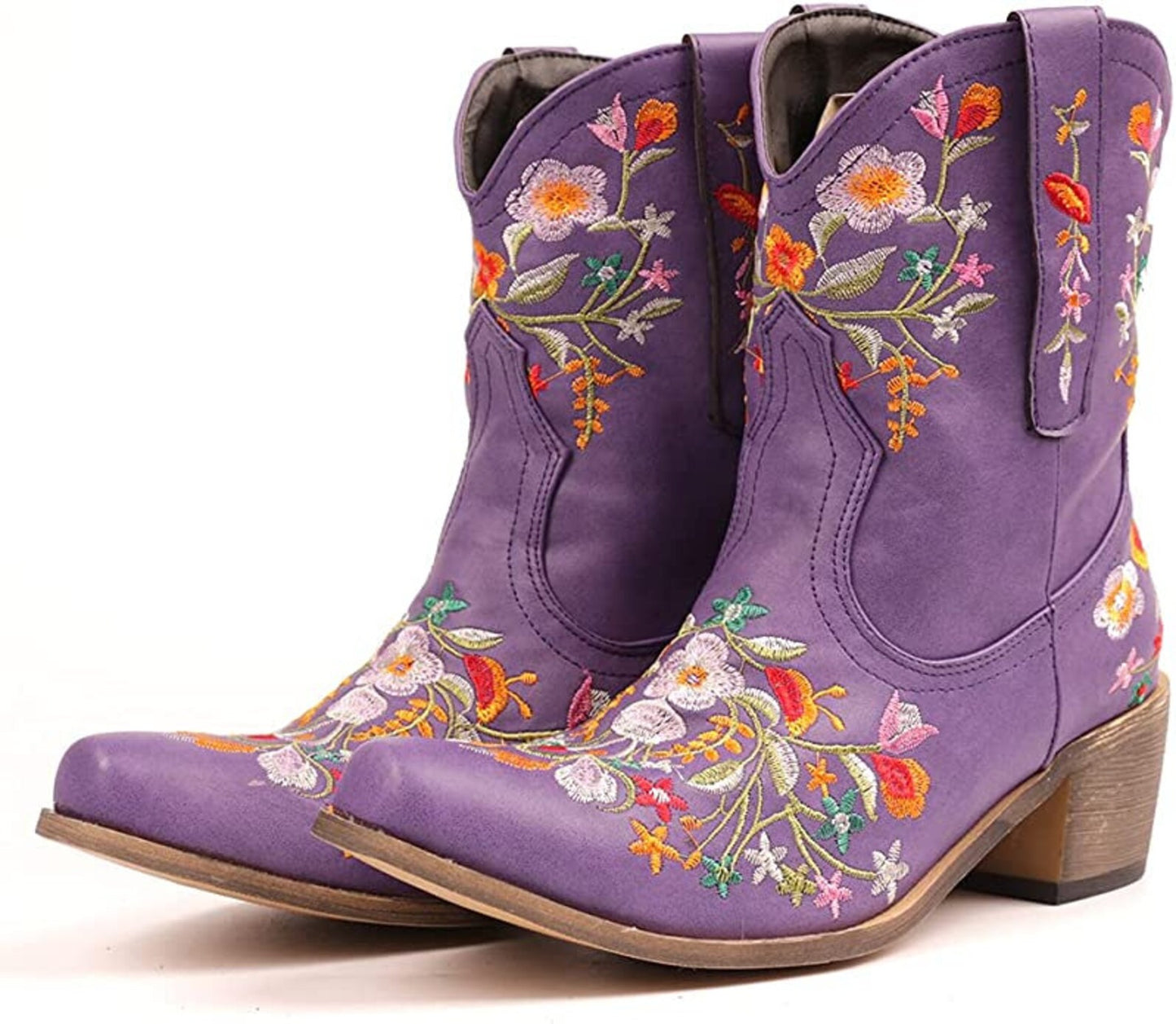 Botines de vaquera hechos a mano con bordado de flores occidentales