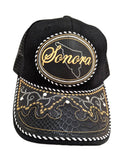Gorra de Sonora, ajustable unisex, estilo charro, poliéster/acrílico, diseño de piel de serpiente bordada en color negro (Copia) (Copia)