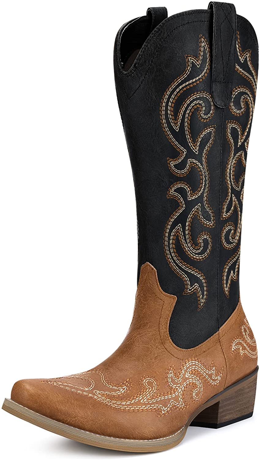 HISEA Cowboy Boots for Women Western Cowgirl Boots with Classic Embroidery