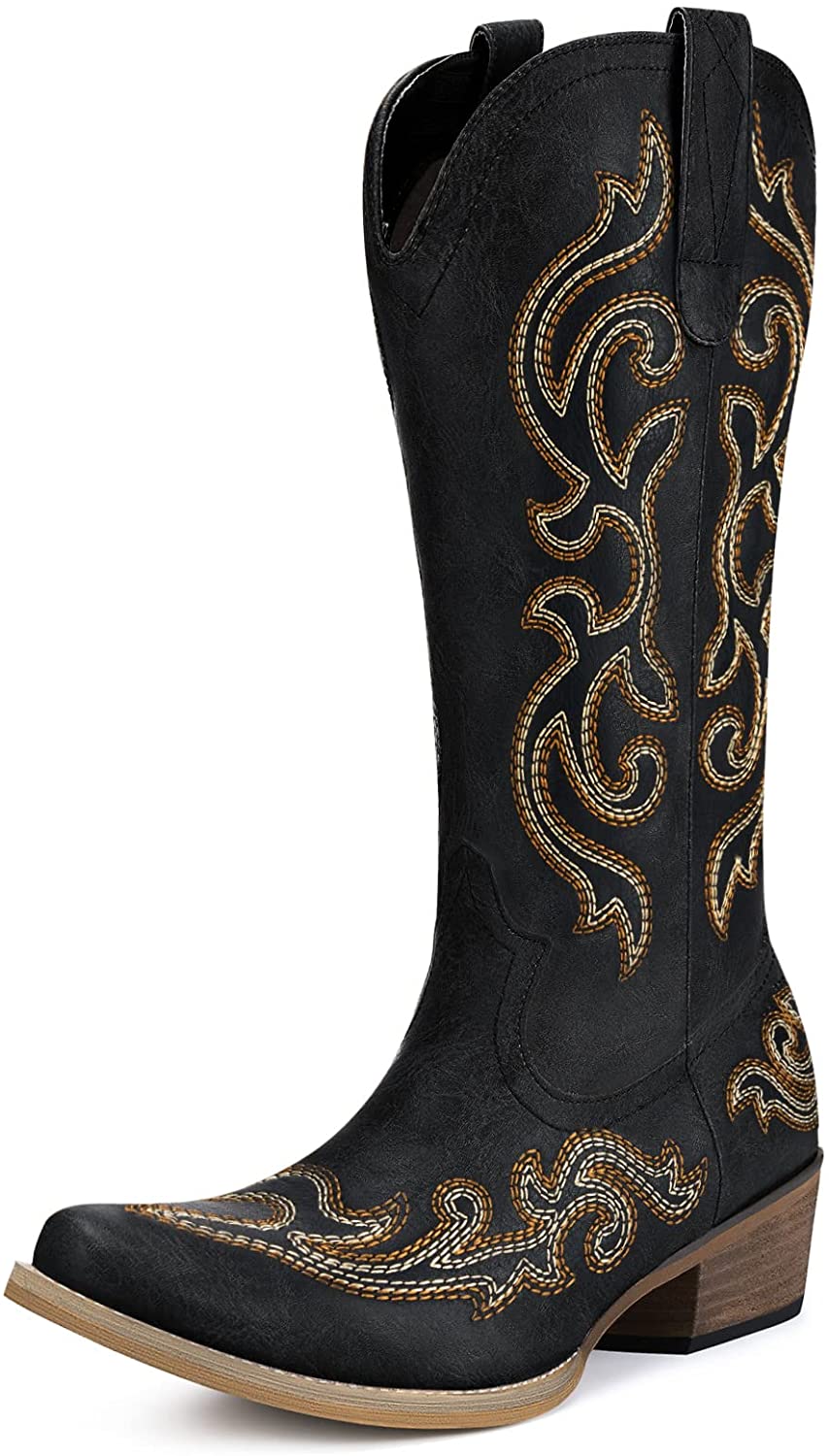 HISEA Cowboy Boots for Women Western Cowgirl Boots with Classic Embroidery