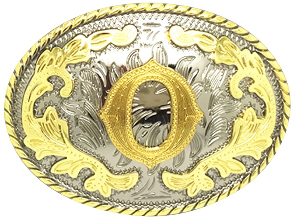 Western Cowboy Rodeo Belt Buckle – Gold Initial Letters A-Z, Large & Stylish for Men & Women, A, One Size