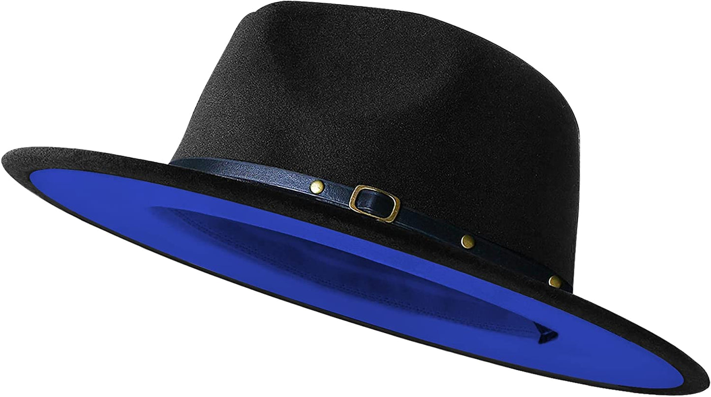 Sombreros Fedora de ala ancha para mujeres y hombres, sombrero de vestir de dos tonos, sombrero Panamá de fieltro en dos tamaños para adultos
