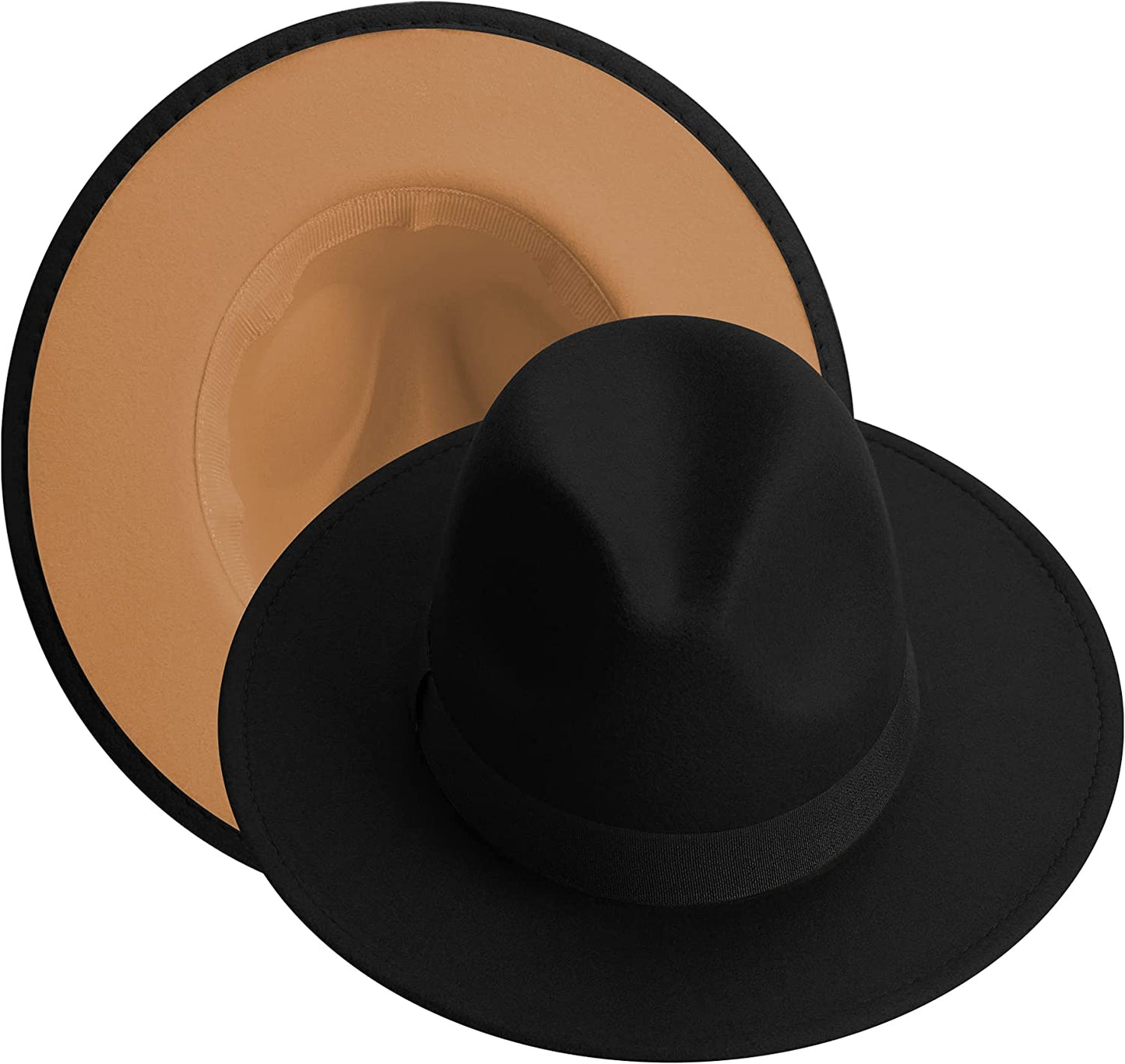 Sombreros Fedora de ala ancha para mujeres y hombres, sombrero de vestir de dos tonos, sombrero Panamá de fieltro en dos tamaños para adultos