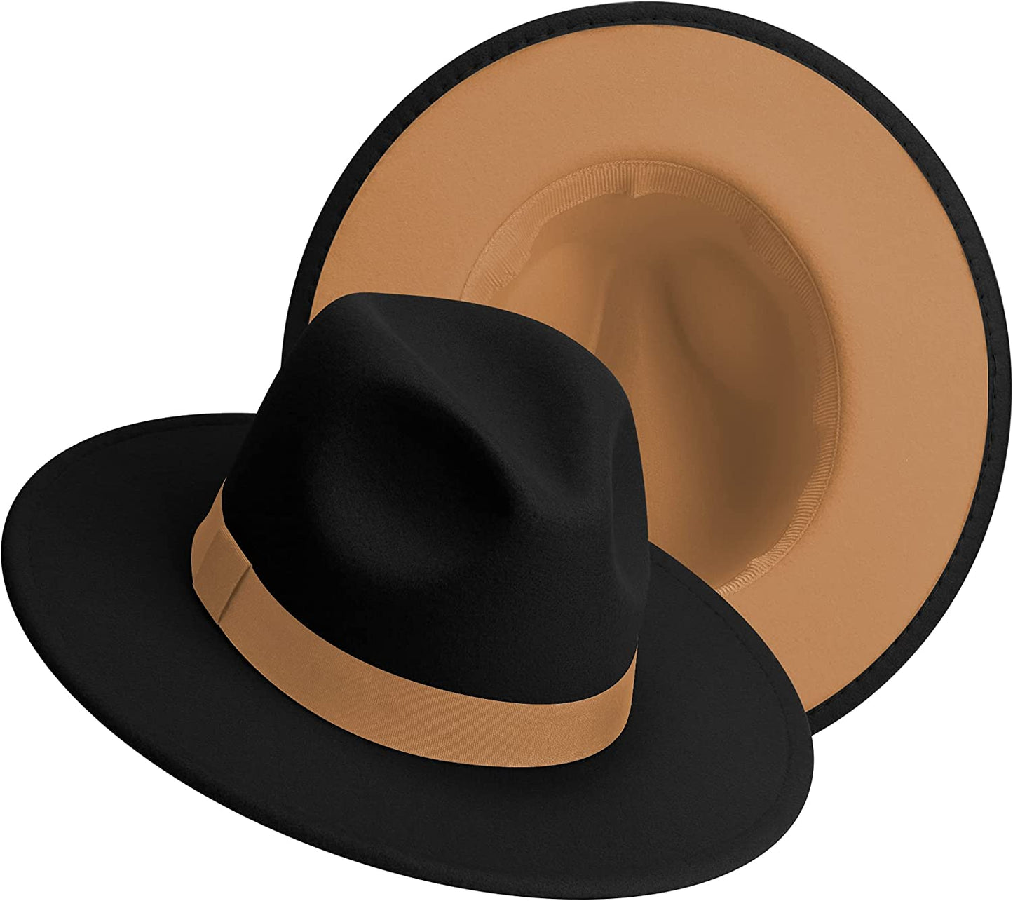 Sombreros Fedora de ala ancha para mujeres y hombres, sombrero de vestir de dos tonos, sombrero Panamá de fieltro en dos tamaños para adultos