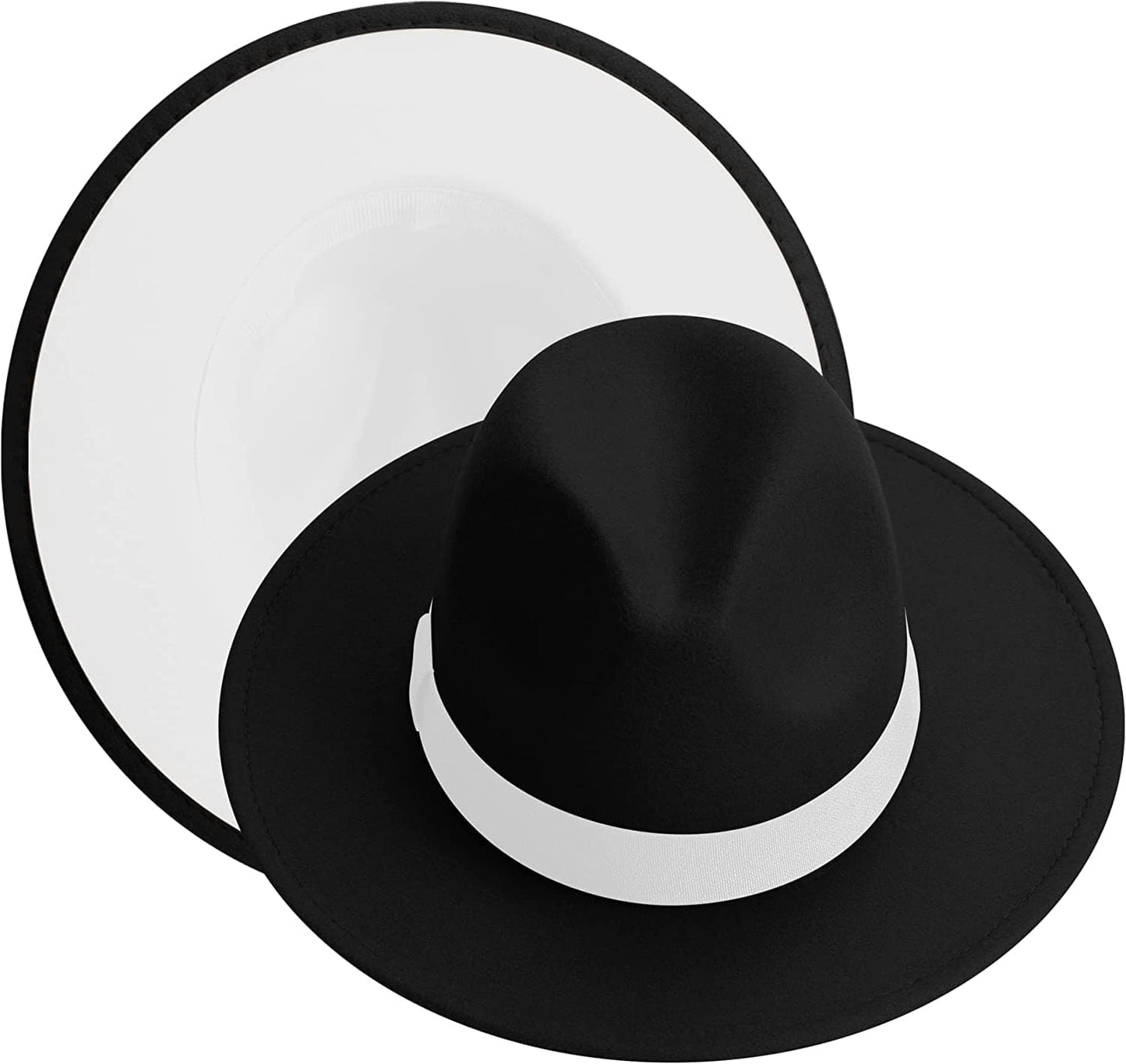 Sombreros Fedora de ala ancha para mujeres y hombres, sombrero de vestir de dos tonos, sombrero Panamá de fieltro en dos tamaños para adultos