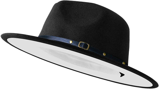 Sombreros Fedora de ala ancha para mujeres y hombres, sombrero de vestir de dos tonos, sombrero Panamá de fieltro en dos tamaños para adultos