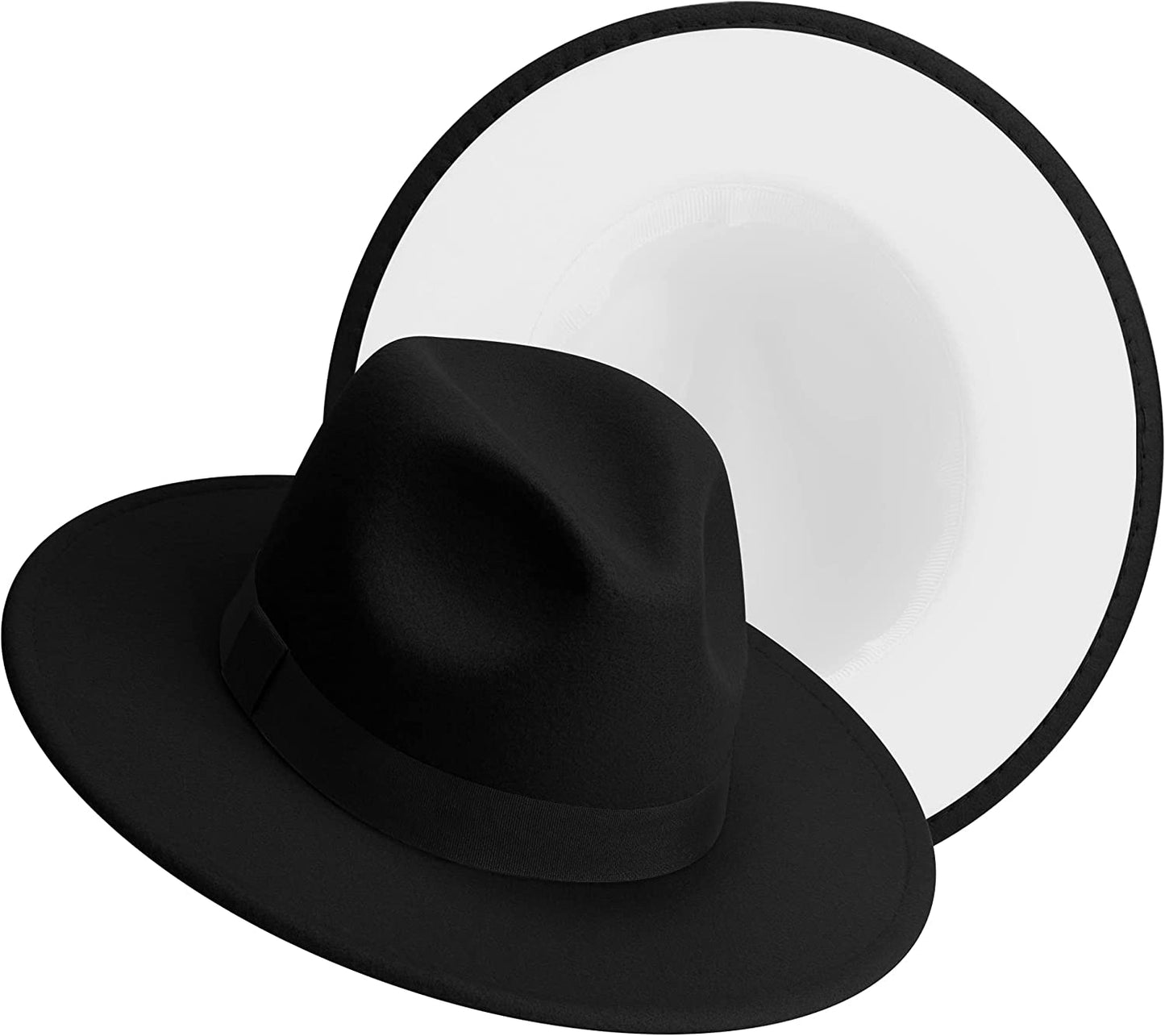 Sombreros Fedora de ala ancha para mujeres y hombres, sombrero de vestir de dos tonos, sombrero Panamá de fieltro en dos tamaños para adultos