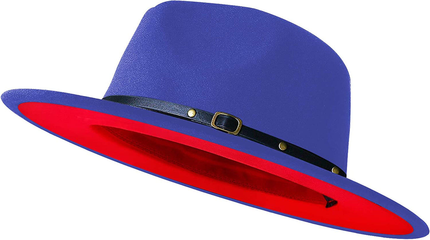 Sombreros Fedora de ala ancha para mujeres y hombres, sombrero de vestir de dos tonos, sombrero Panamá de fieltro en dos tamaños para adultos