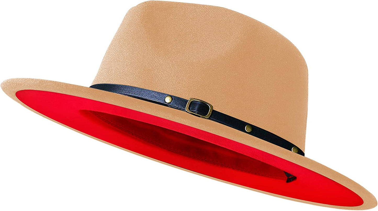 Sombreros Fedora de ala ancha para mujeres y hombres, sombrero de vestir de dos tonos, sombrero Panamá de fieltro en dos tamaños para adultos