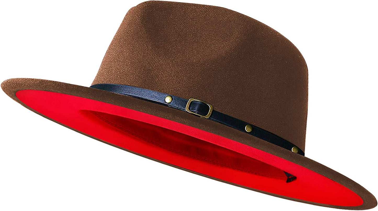 Sombreros Fedora de ala ancha para mujeres y hombres, sombrero de vestir de dos tonos, sombrero Panamá de fieltro en dos tamaños para adultos