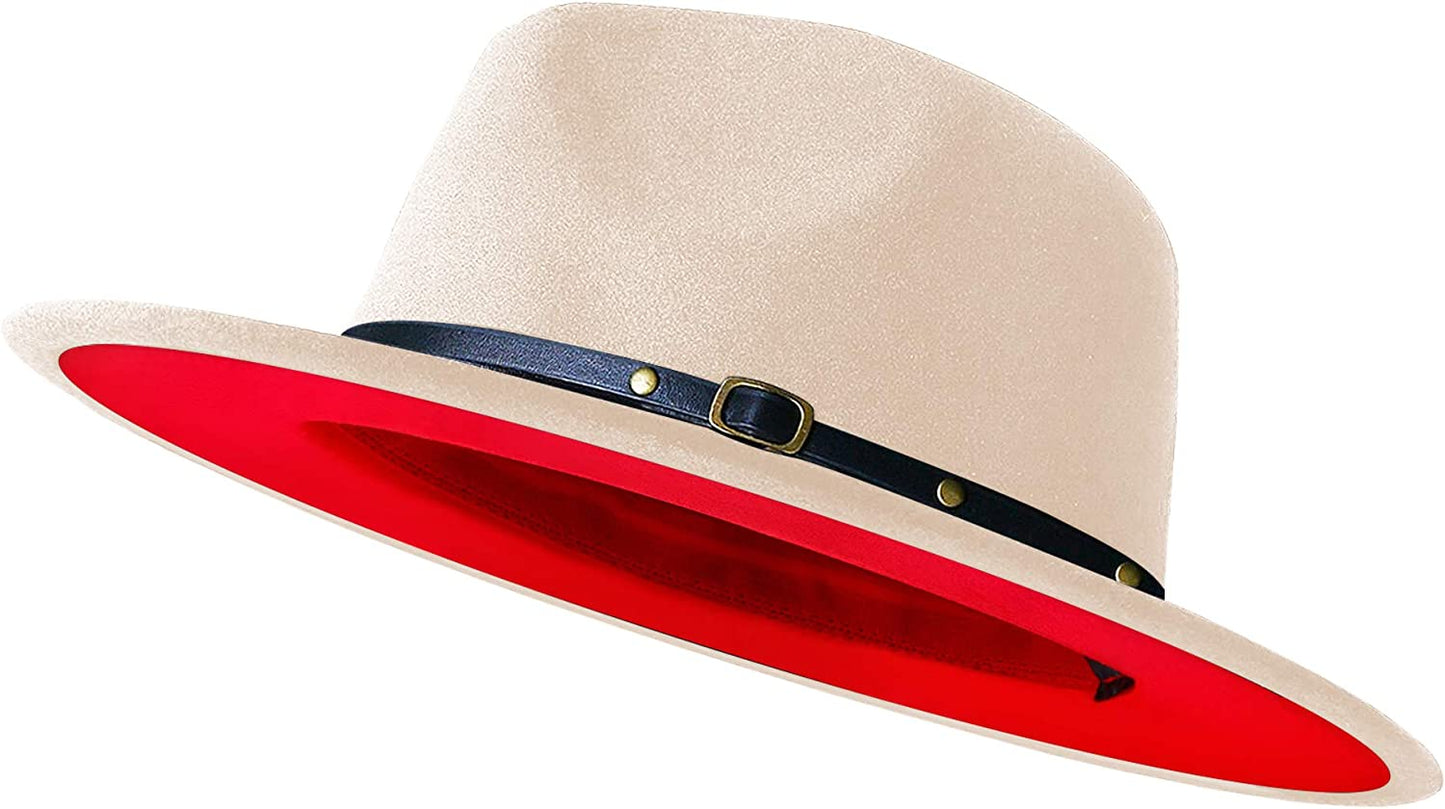 Sombreros Fedora de ala ancha para mujeres y hombres, sombrero de vestir de dos tonos, sombrero Panamá de fieltro en dos tamaños para adultos