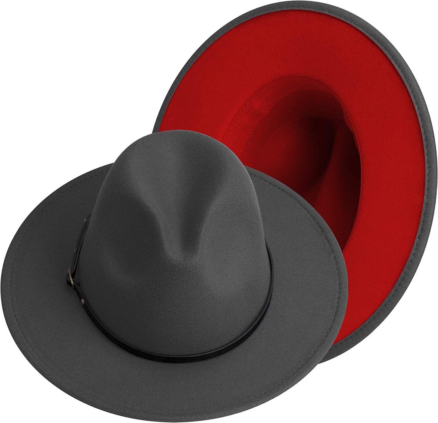 Sombreros Fedora de ala ancha para mujeres y hombres, sombrero de vestir de dos tonos, sombrero Panamá de fieltro en dos tamaños para adultos