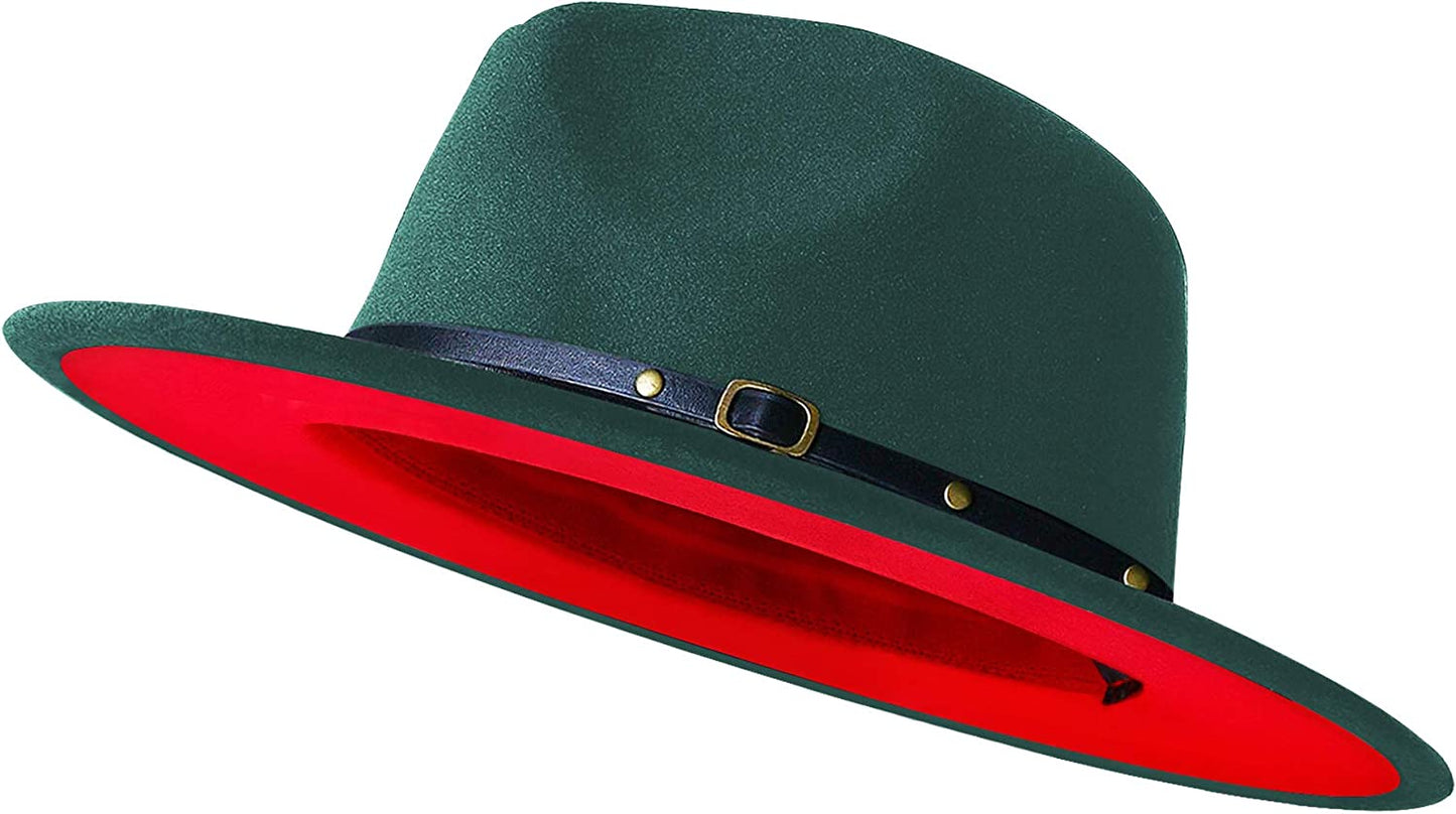 Sombreros Fedora de ala ancha para mujeres y hombres, sombrero de vestir de dos tonos, sombrero Panamá de fieltro en dos tamaños para adultos