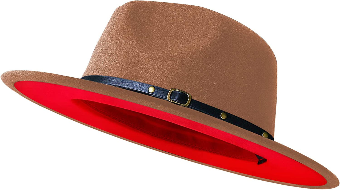 Sombreros Fedora de ala ancha para mujeres y hombres, sombrero de vestir de dos tonos, sombrero Panamá de fieltro en dos tamaños para adultos