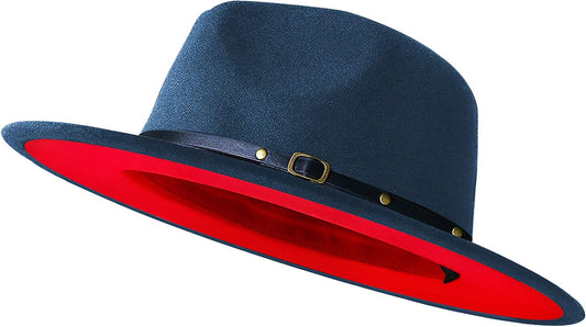 Sombreros Fedora de ala ancha para mujeres y hombres, sombrero de vestir de dos tonos, sombrero Panamá de fieltro en dos tamaños para adultos