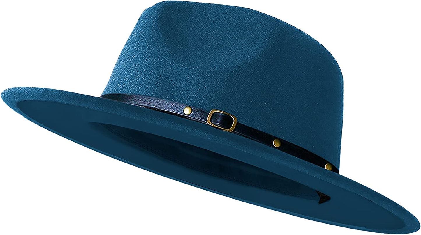 Sombreros Fedora de ala ancha para mujeres y hombres, sombrero de vestir de dos tonos, sombrero Panamá de fieltro en dos tamaños para adultos