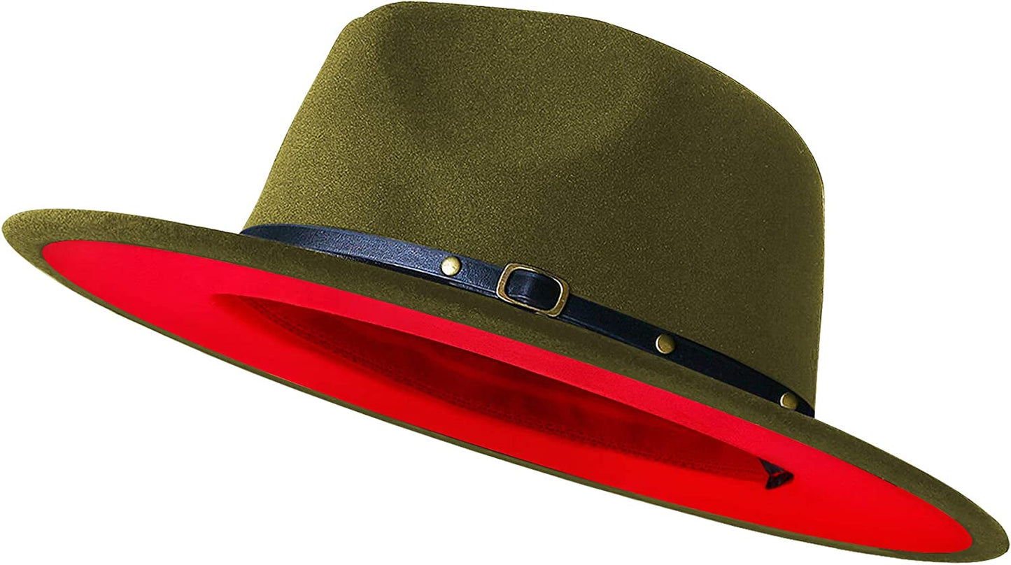Sombreros Fedora de ala ancha para mujeres y hombres, sombrero de vestir de dos tonos, sombrero Panamá de fieltro en dos tamaños para adultos