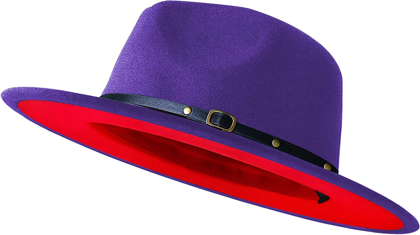 Sombreros Fedora de ala ancha para mujeres y hombres, sombrero de vestir de dos tonos, sombrero Panamá de fieltro en dos tamaños para adultos