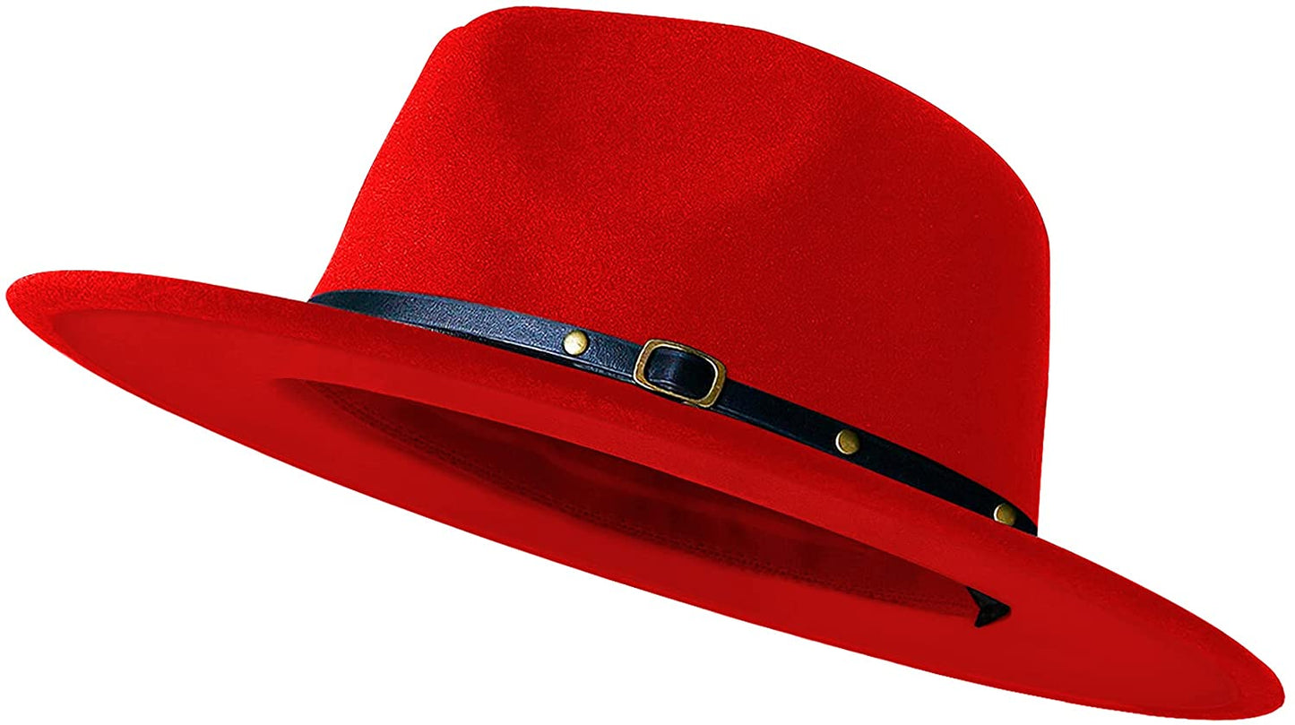 Sombreros Fedora de ala ancha para mujeres y hombres, sombrero de vestir de dos tonos, sombrero Panamá de fieltro en dos tamaños para adultos