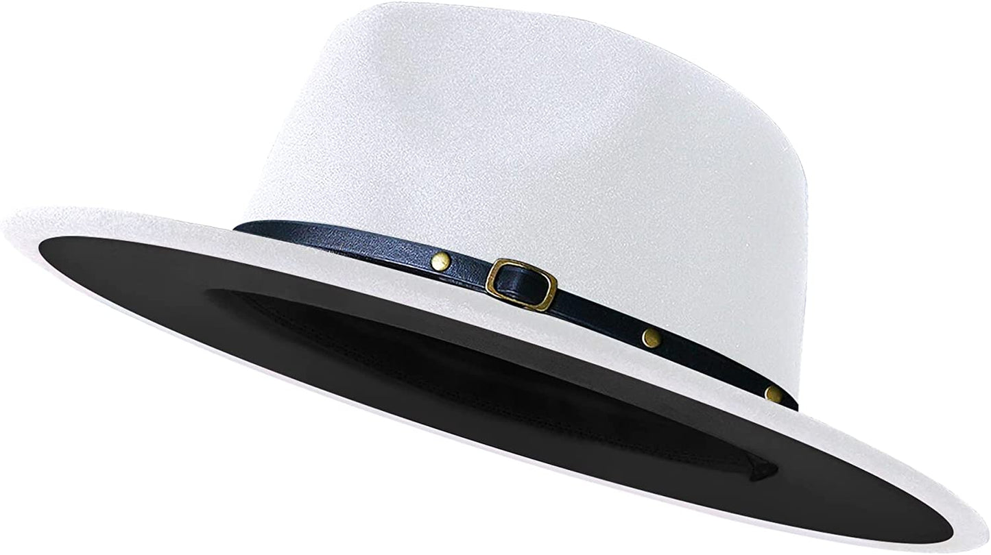 Sombreros Fedora de ala ancha para mujeres y hombres, sombrero de vestir de dos tonos, sombrero Panamá de fieltro en dos tamaños para adultos