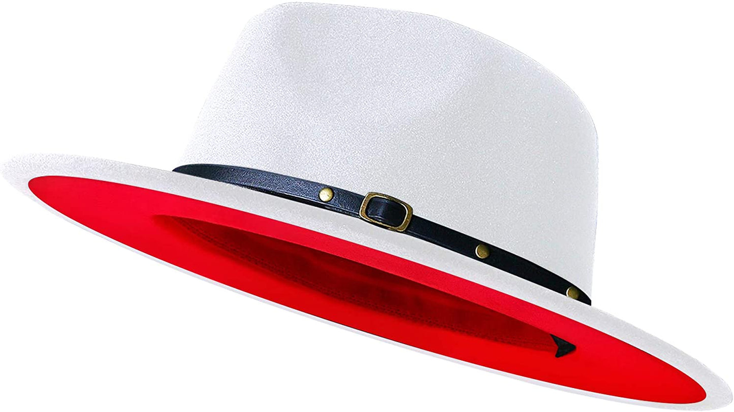 Sombreros Fedora de ala ancha para mujeres y hombres, sombrero de vestir de dos tonos, sombrero Panamá de fieltro en dos tamaños para adultos