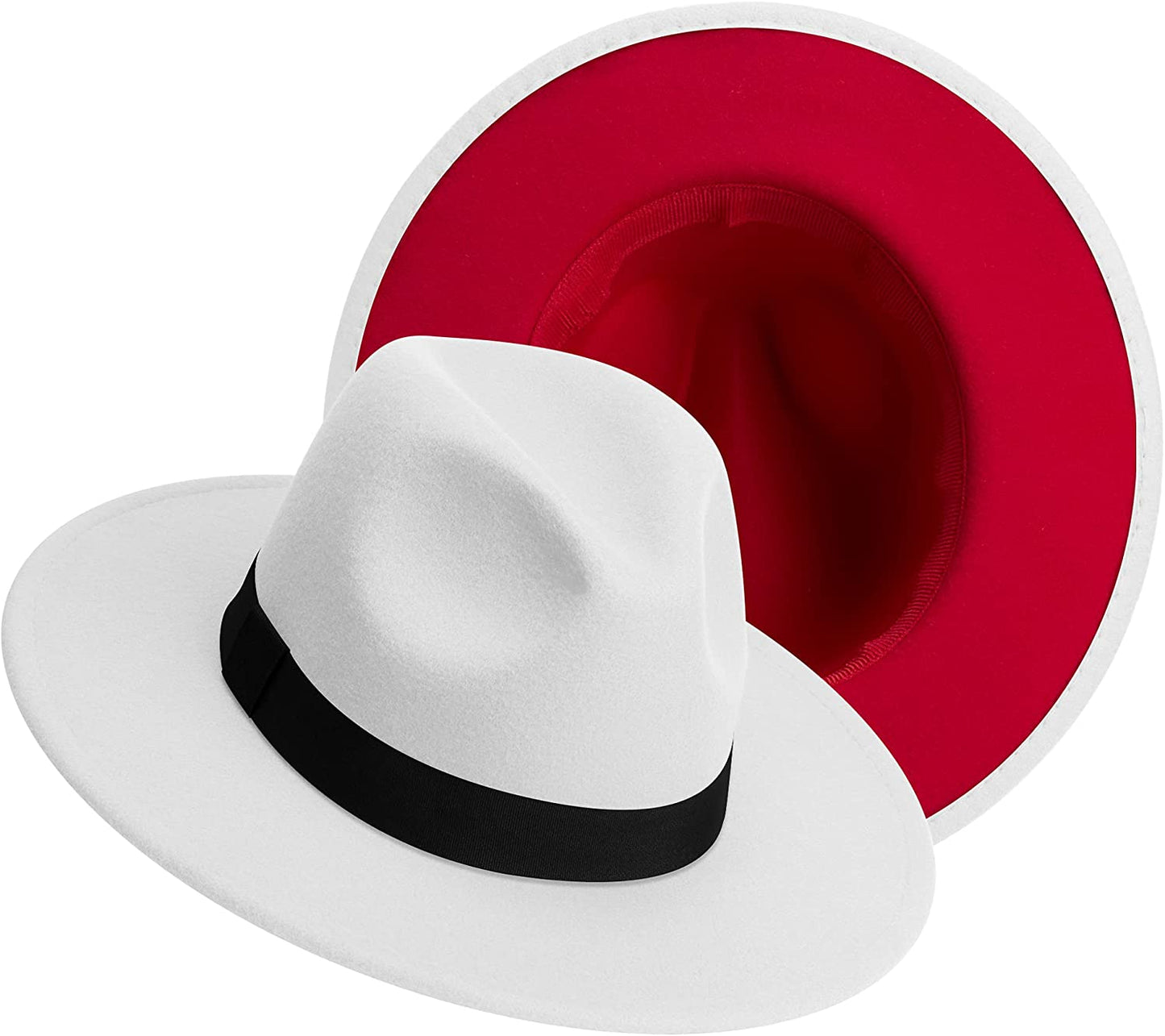 Sombreros Fedora de ala ancha para mujeres y hombres, sombrero de vestir de dos tonos, sombrero Panamá de fieltro en dos tamaños para adultos
