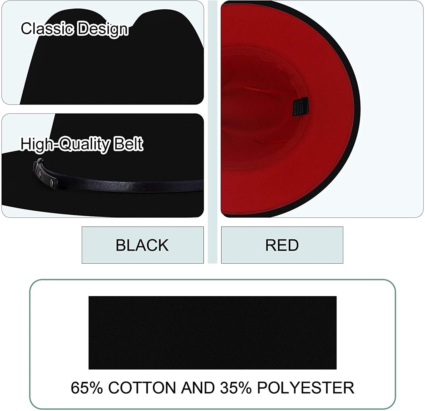 Sombreros Fedora de ala ancha para mujeres y hombres, sombrero de vestir de dos tonos, sombrero Panamá de fieltro en dos tamaños para adultos