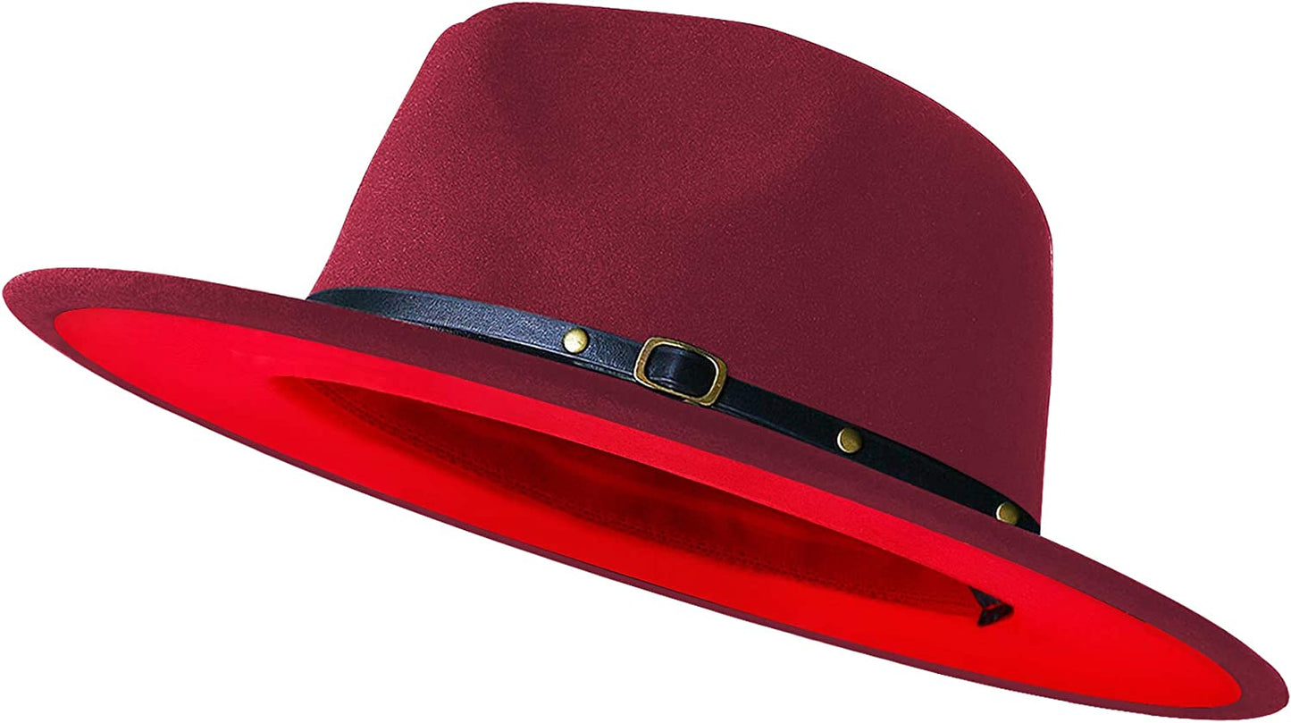 Sombreros Fedora de ala ancha para mujeres y hombres, sombrero de vestir de dos tonos, sombrero Panamá de fieltro en dos tamaños para adultos