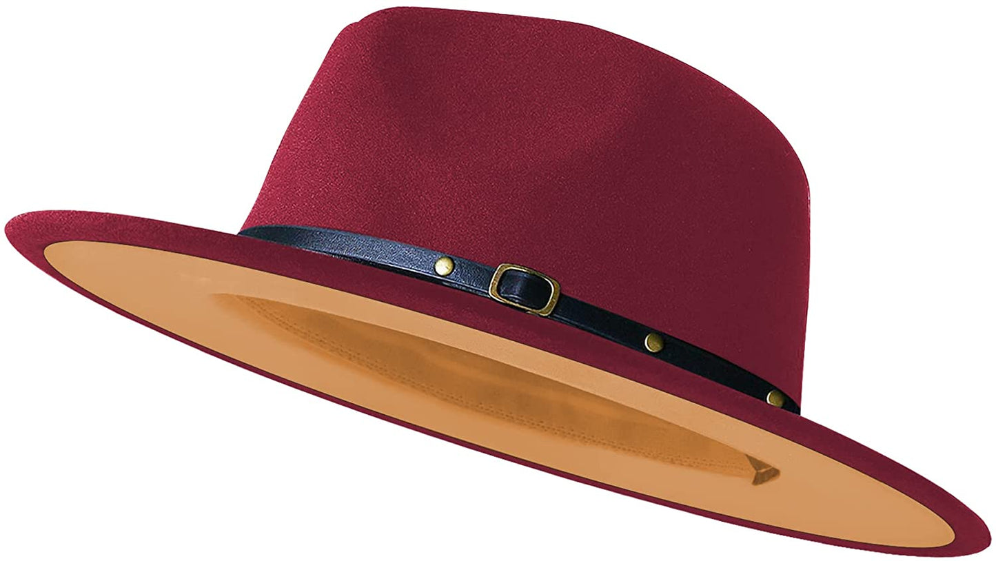 Sombreros Fedora de ala ancha para mujeres y hombres, sombrero de vestir de dos tonos, sombrero Panamá de fieltro en dos tamaños para adultos