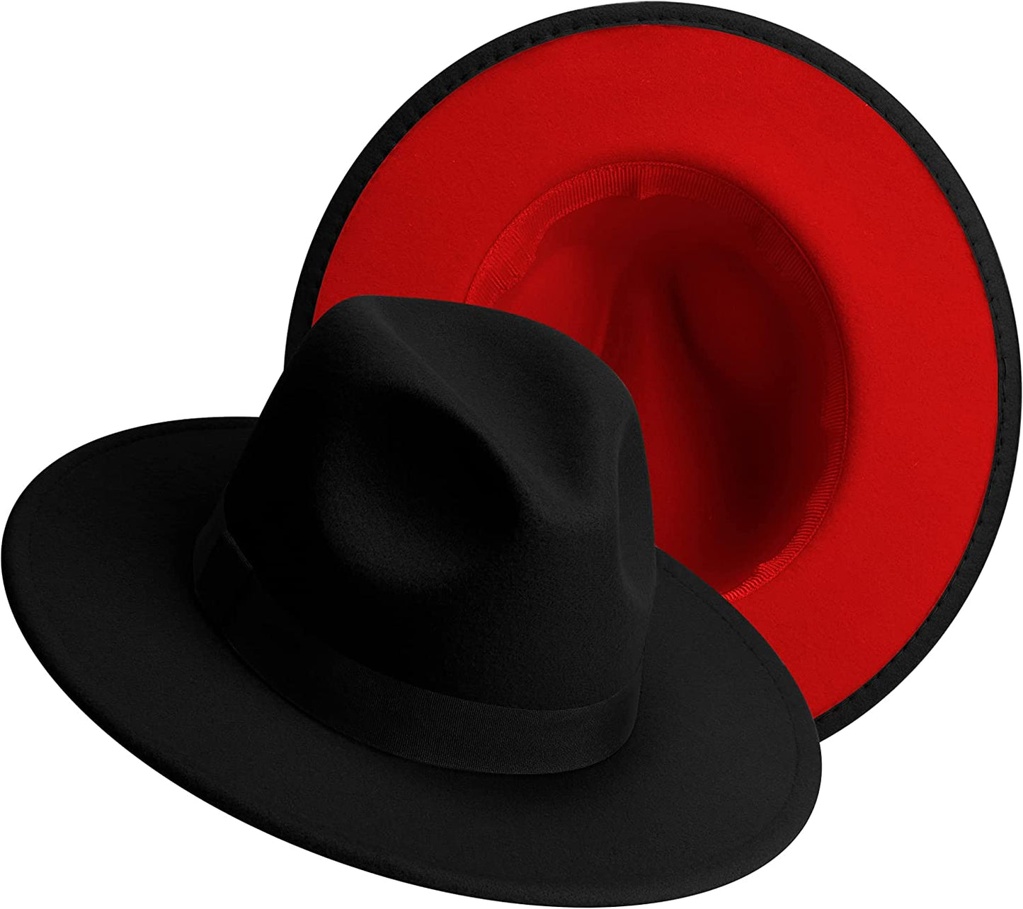 Sombreros Fedora de ala ancha para mujeres y hombres, sombrero de vestir de dos tonos, sombrero Panamá de fieltro en dos tamaños para adultos