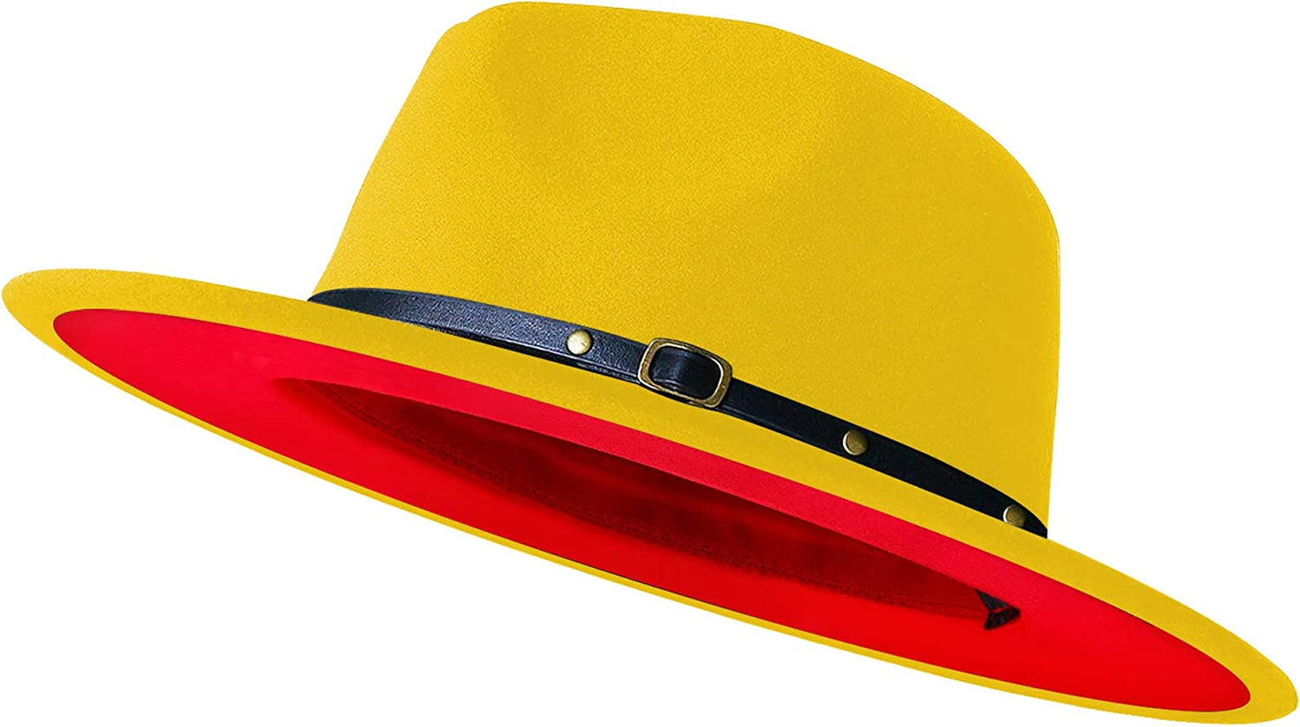 Sombreros Fedora de ala ancha para mujeres y hombres, sombrero de vestir de dos tonos, sombrero Panamá de fieltro en dos tamaños para adultos