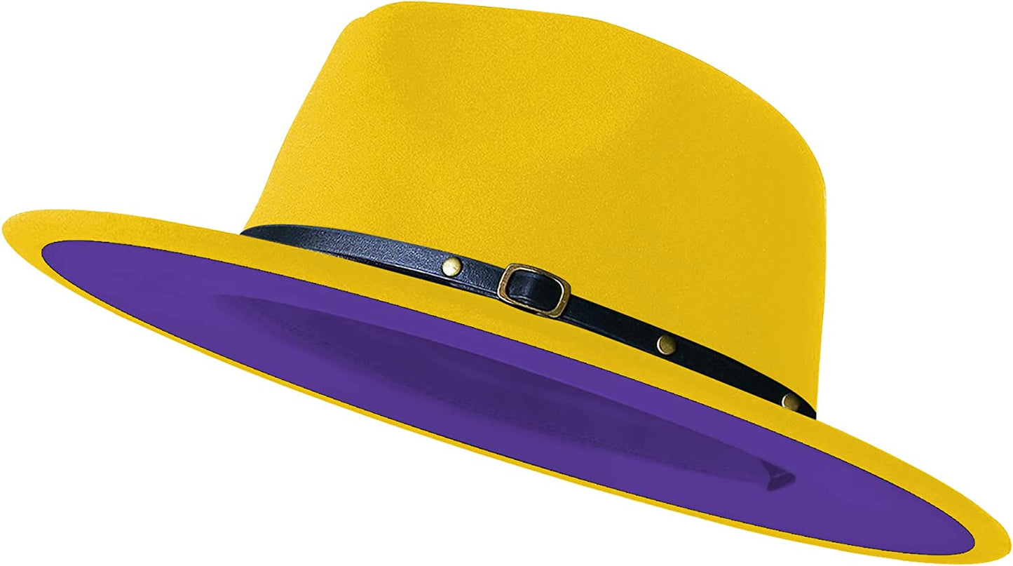 Sombreros Fedora de ala ancha para mujeres y hombres, sombrero de vestir de dos tonos, sombrero Panamá de fieltro en dos tamaños para adultos