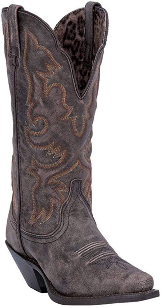 Laredo Womens Access Goat Snip Toe Dress Boots Knee High Low Heel 1 2"   Black, 6, Black