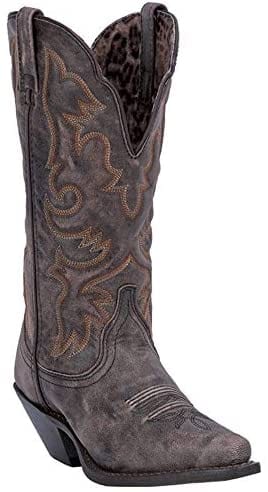 Laredo Womens Access Goat Snip Toe Dress Boots Knee High Low Heel 1 2" Black, 6, Black