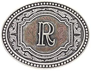Montana Silversmiths Men’s Initial Two-Tone Cameo Western Oval Belt Buckle, A, One Size