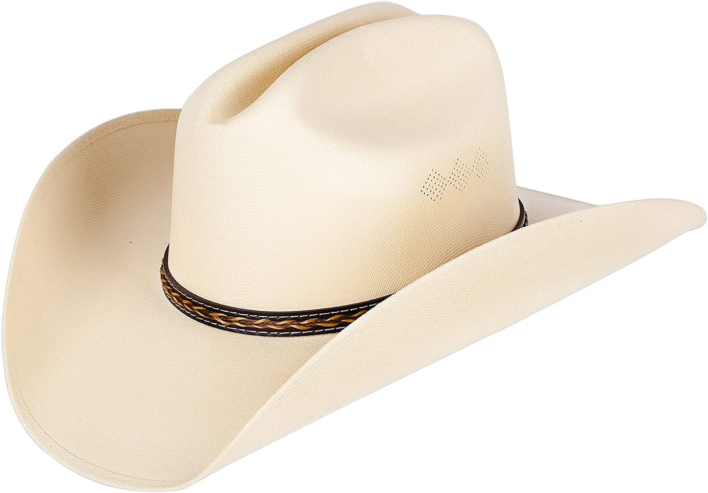 Queue Essentials Western Style Pinch Front Straw Canvas Cowboy Cowgirl Straw Hat , Canvas Black, One Size, Sand, One Size