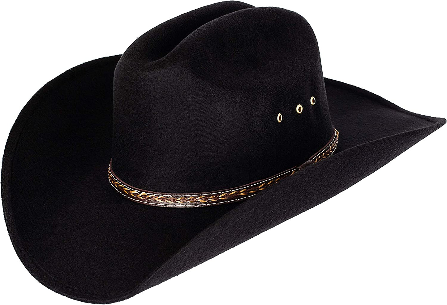 Queue Essentials Western Style Pinch Front Straw Canvas Cowboy Cowgirl Straw Hat , Canvas Black, One Size, Sand, One Size