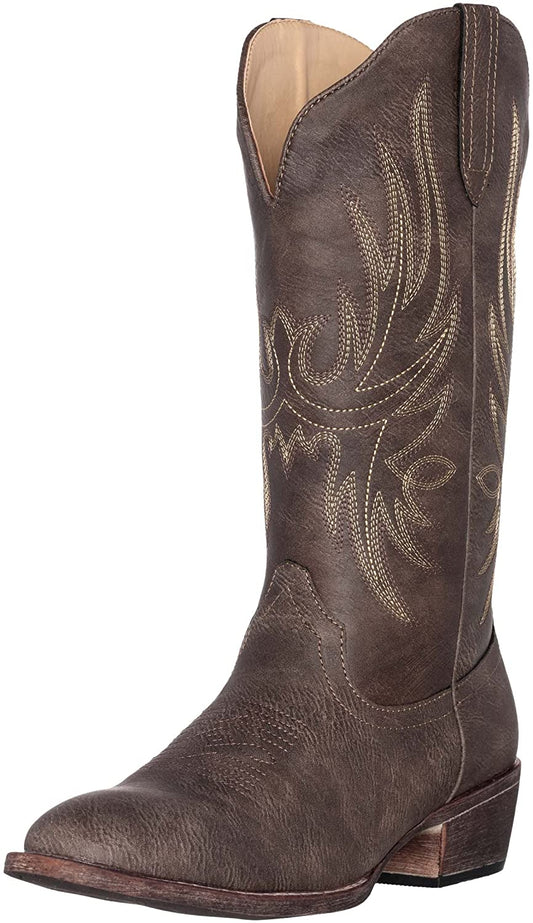 Silver Canyon Cimarron Round Toe Western Cowgirl Boots, 10, Black