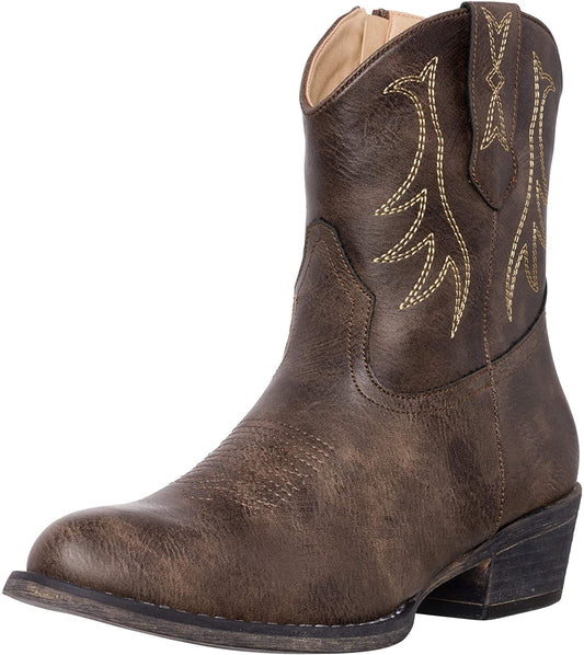 Madison Round Toe Women's Western Cowgirl Boots by Silver Canyon, 7.5, Putty