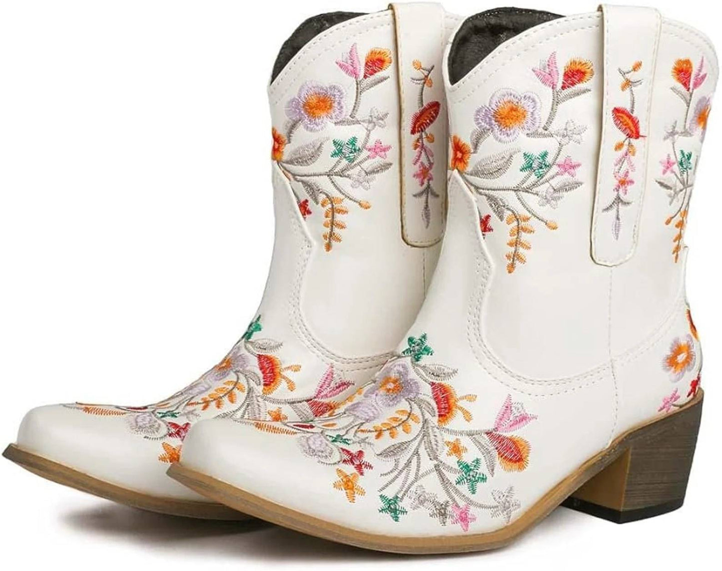 Botines de vaquera hechos a mano con bordado de flores occidentales