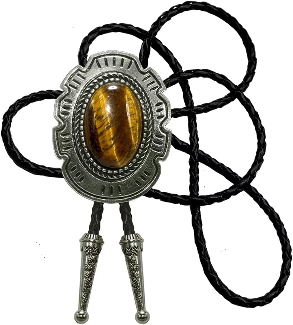 Natural stone  BOLO tie, green, One Size